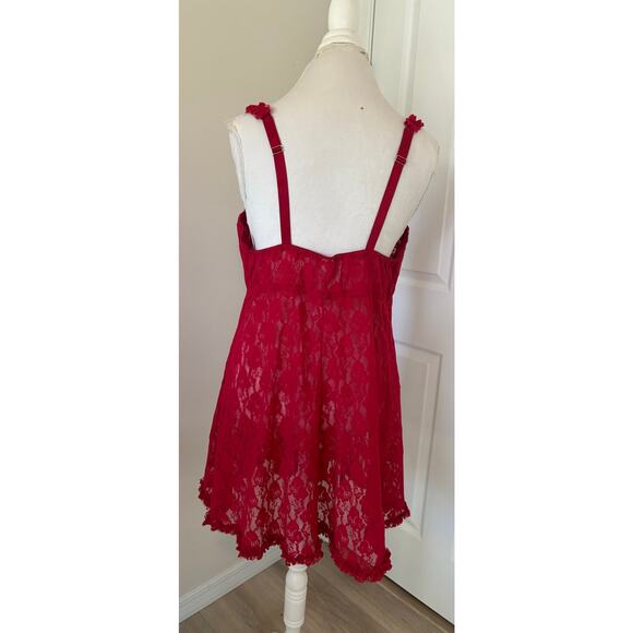 Seductive Wear by Cinema Etoile 3X Red Lace Slip Baby Doll - Picture 3 of 5